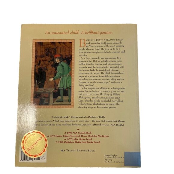 Leonardo da Vinci by Diane Stanley Paperback Book - Picture 2 of 3